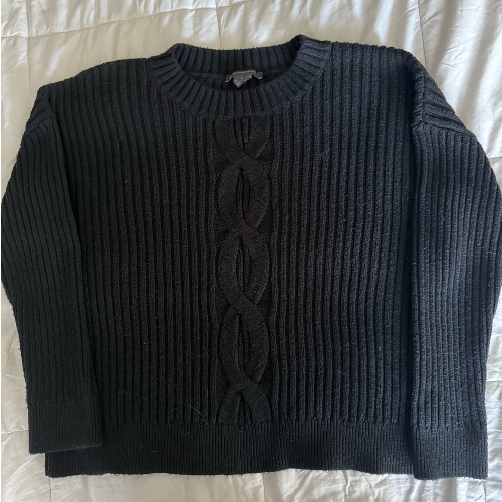 FRENCH CONNECTION Women’s Black Cable Knit Sweater - Large